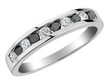 White and Enhanced Black Diamond Ring 1/2 Carat (ctw H-I, I1-I2) in 10K White Gold